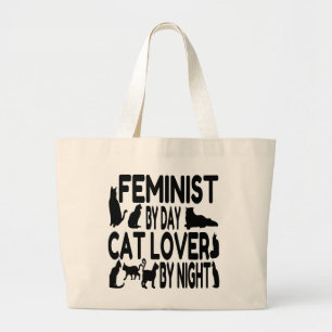 Cat Lover Feminist Large Tote Bag