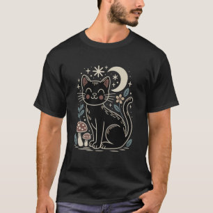 Cat Lover Forest Cottagecore Aesthetic Floral Mush T-Shirt