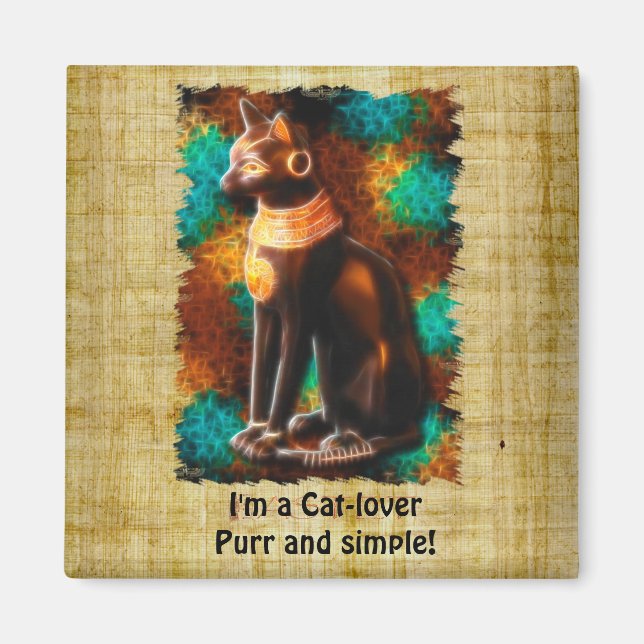 "CAT LOVER" Fun Egyptian Bastet Cat Magnet (Front)