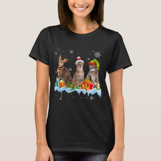 Cat Lover Funny Toyger Tree Christmas T-Shirt (Front)