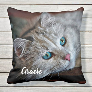 Cat Lover Gift - Custom Pet Photo Keepsake Cat Throw Pillow