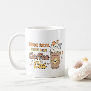 Cat Lover Gift, Good Day Start with Coffee and Cat Mug