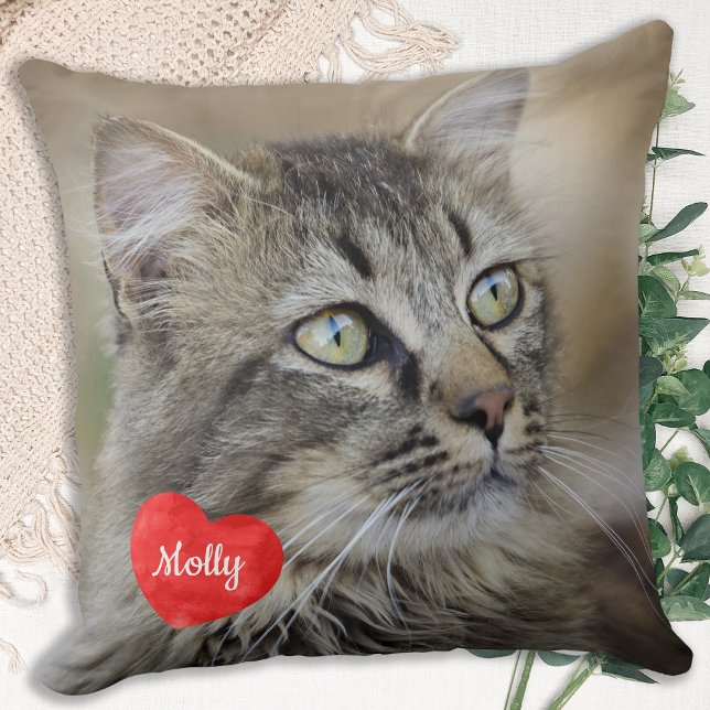 Cat Lover Gift - Pet Keepsake - Cat Photo Throw Pillow (Creator Uploaded)