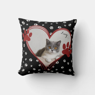 Cat Lover Gift Pet Keepsake Custom Photo Throw Pillow