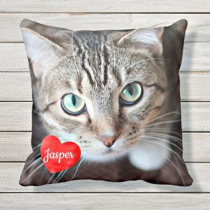 Cat Lover Gift - Pet Memorial - Cat Photo Throw Pillow