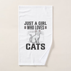 Cat Lover Girl Vintage Engraving Shirt Design_1 Hand Towel