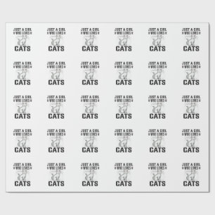 Cat Lover Girl Vintage Engraving Shirt Design_1 Wrapping Paper