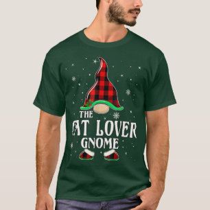 Cat Lover Gnome Buffalo Plaid Matching Family Chri T-Shirt