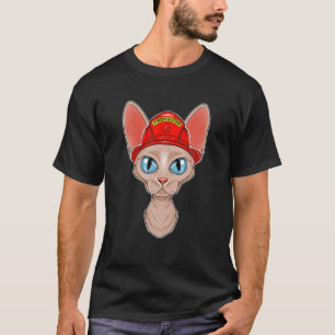 Cat Lover I Fireman Cat I Firefighter Sphynx Cat T-Shirt