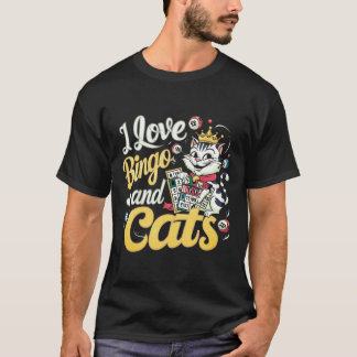 Cat Lover I Love Bingo And Cats Gambling Bingo T-Shirt