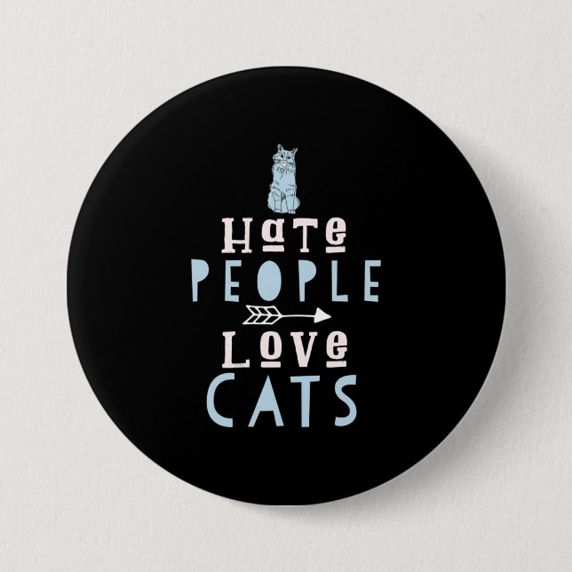 Cat Lover I Love Cats And People 3 Inch Round Button (Front)