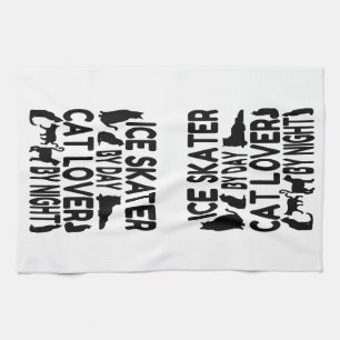 Cat Lover Ice Skater Kitchen Towel