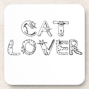Cat Lover in Cat Font Coaster