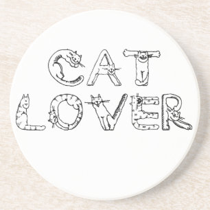 Cat Lover in Cat Font Coaster