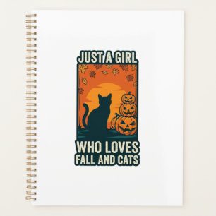 Cat Lover Just A Girl Who Loves Fall And Cats Vint Planner