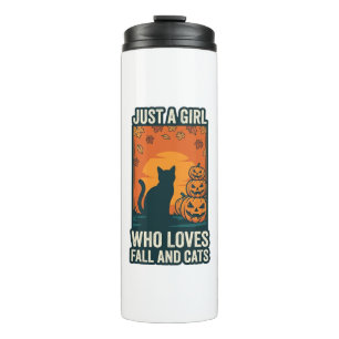 Cat Lover Just A Girl Who Loves Fall And Cats Vint Thermal Tumbler