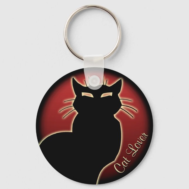 Cat Lover Keychain Cat Key Chains Customizable (Front)
