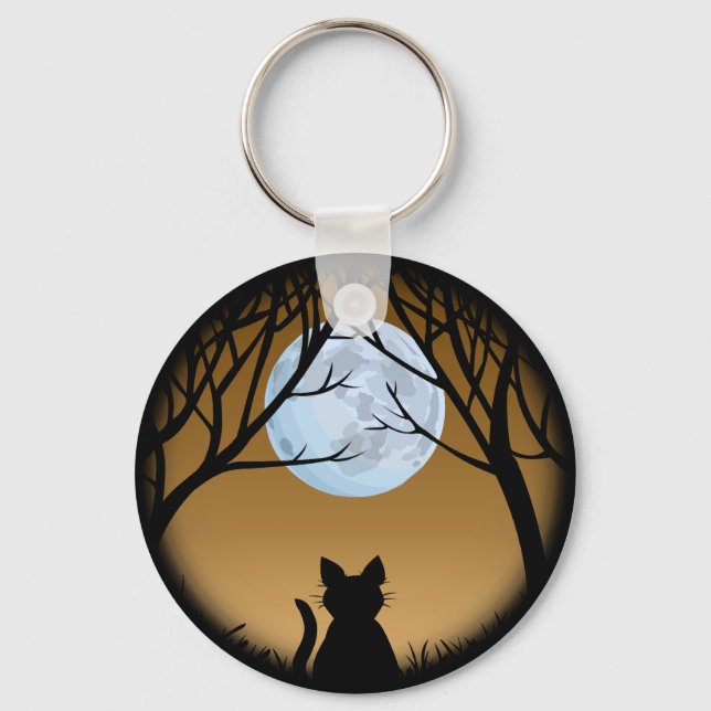 Cat Lover Keychain Fat Cat Key Chains Customizable (Front)