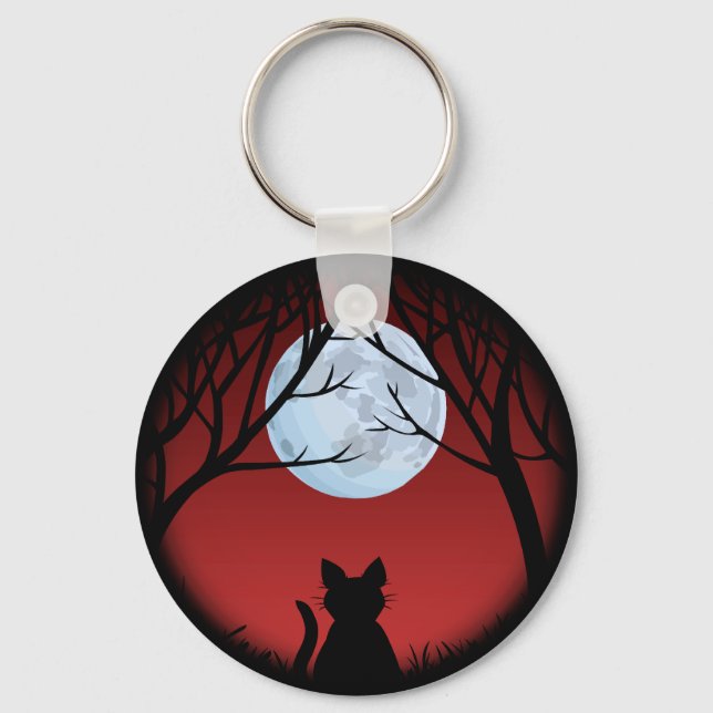 Cat Lover Keychain Fat Cat Key Chains Customizable (Front)