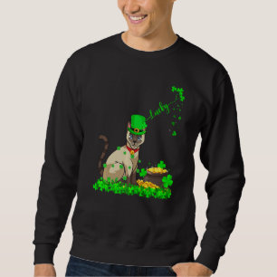 Cat Lover Leprechaun Hat Lucky Siamese Cat St Patr Sweatshirt
