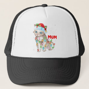Cat Lover Lights Xmas Santa Cat Mom Christmas Trucker Hat