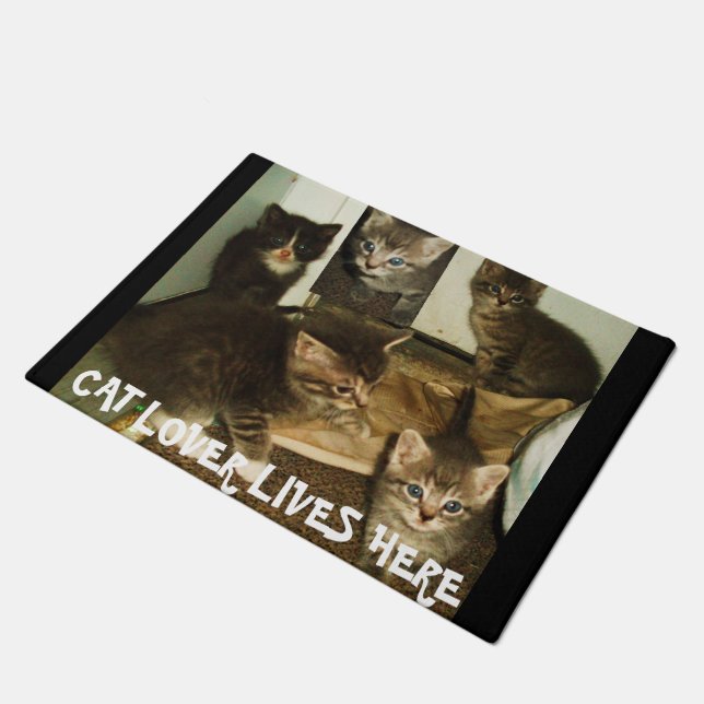 CAT LOVER LIVES HERE  DOORMAT (Angled)