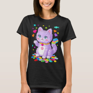 Cat Lover Master Builder Building Bricks Blocks T-Shirt