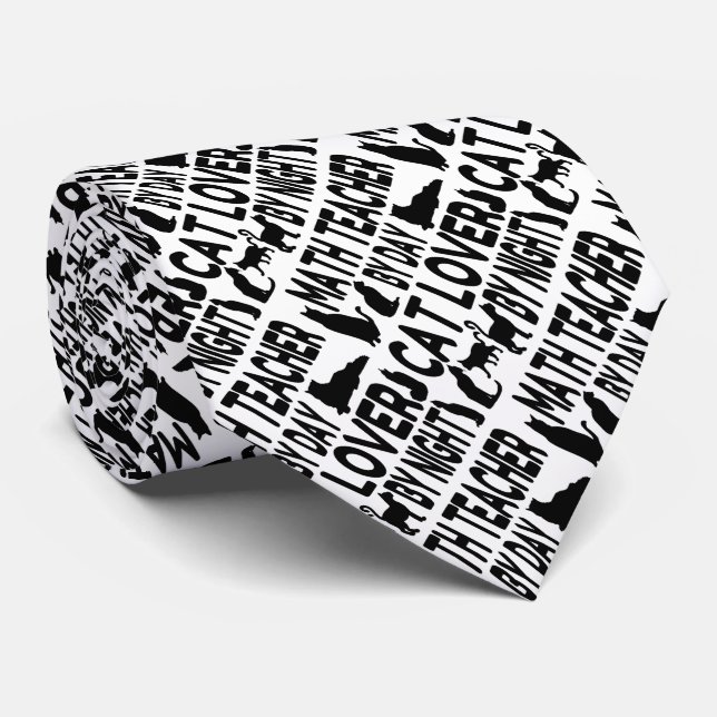Cat Lover Math Teacher Tie (Rolled)