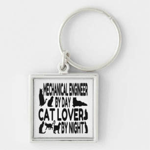 Cat Lover Mechanical Engineer Keychain