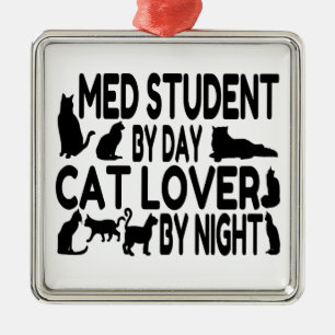 Cat Lover Med Student Metal Ornament