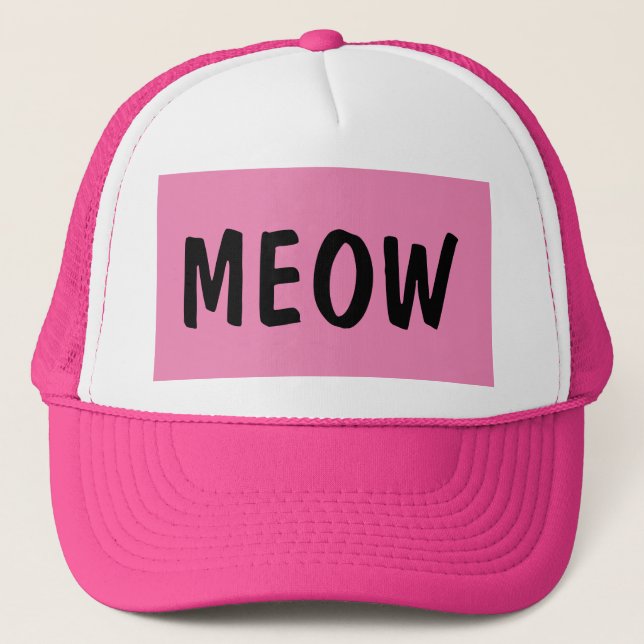 CAT LOVER MEOW PINK BALL CAPS HATS (Front)