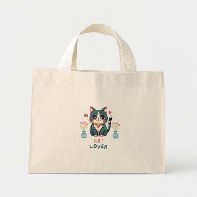 Cat Lover Mini Tote Bag (Front)