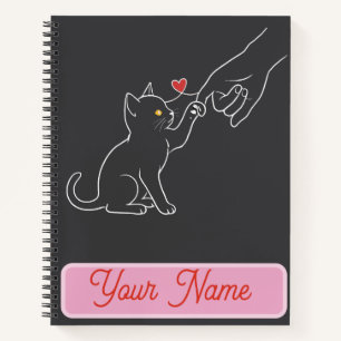 Cat Lover Minimalist Heart Illustration Notebook