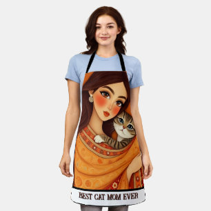Cat lover Mom Photo orange Apron