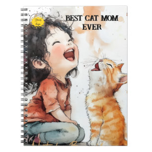 Cat lover Mom Photo  orange Notebook