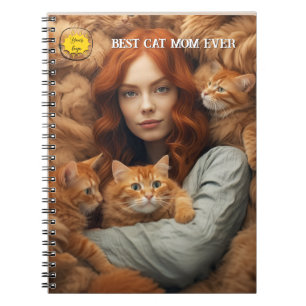 Cat lover Mom Photo  orange Notebook