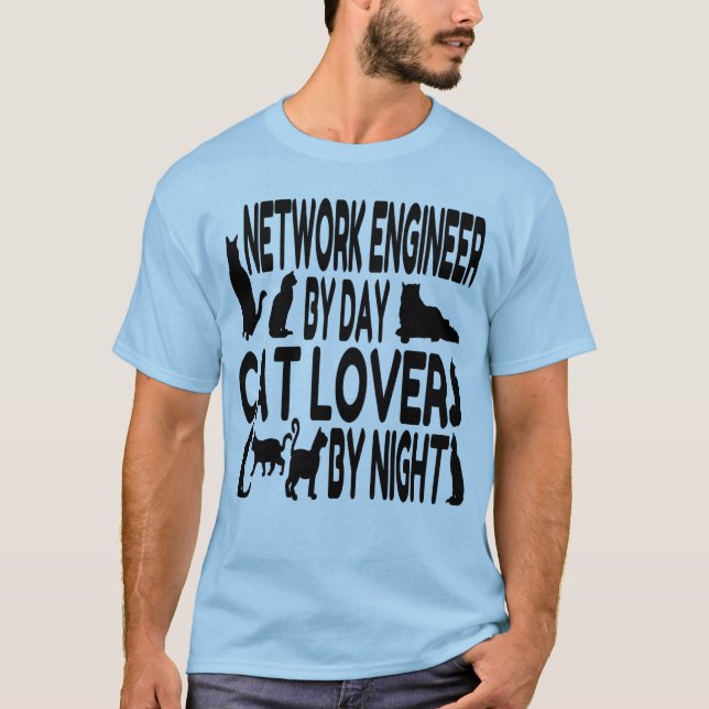 Cat Lover Network Engineer T-Shirt (Front)