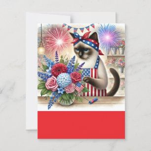 CAT Lover Party 4th July Independence Day Postcard