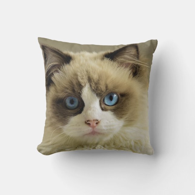 Cat Lover Personalized Pet 2 Photo Custom Throw Pillow (Front)