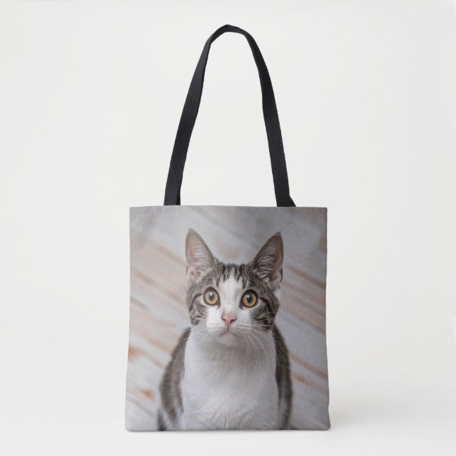 Cat Lover Personalized Photo  Tote Bag (Front)