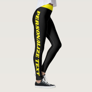 Cat Lover Pet Mom Yellow Black Pattern Custom Made Leggings