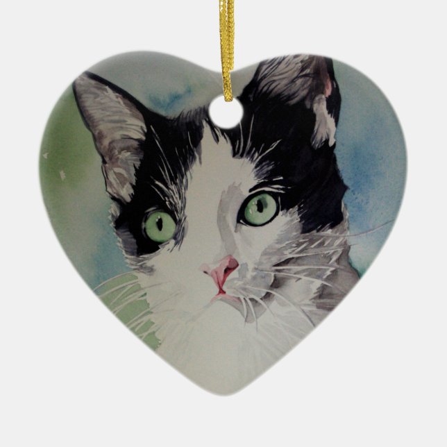 Cat Lover Portrait Fine Art Ceramic Ornament (Front)