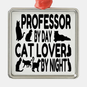 Cat Lover Professor Metal Ornament