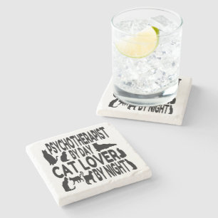 Cat Lover Psychotherapist Stone Coaster