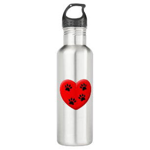 Cat Lover Red Heart And Paws 710 Ml Water Bottle