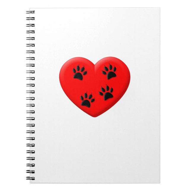 Cat Lover Red Heart And Paws Notebook (Front)