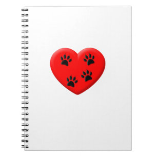 Cat Lover Red Heart And Paws Notebook