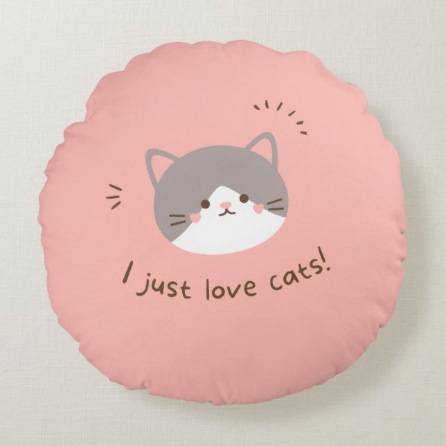 Cat lover round pillow (Front)