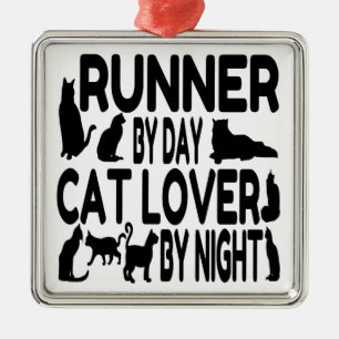 Cat Lover Runner Metal Ornament