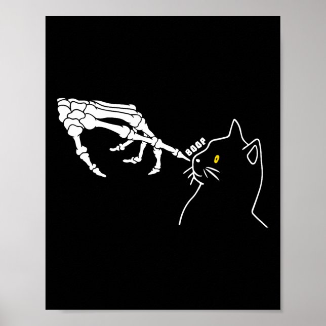 Cat Lover Skeleton Hand Boop Funny Halloween Cat M Poster (Front)